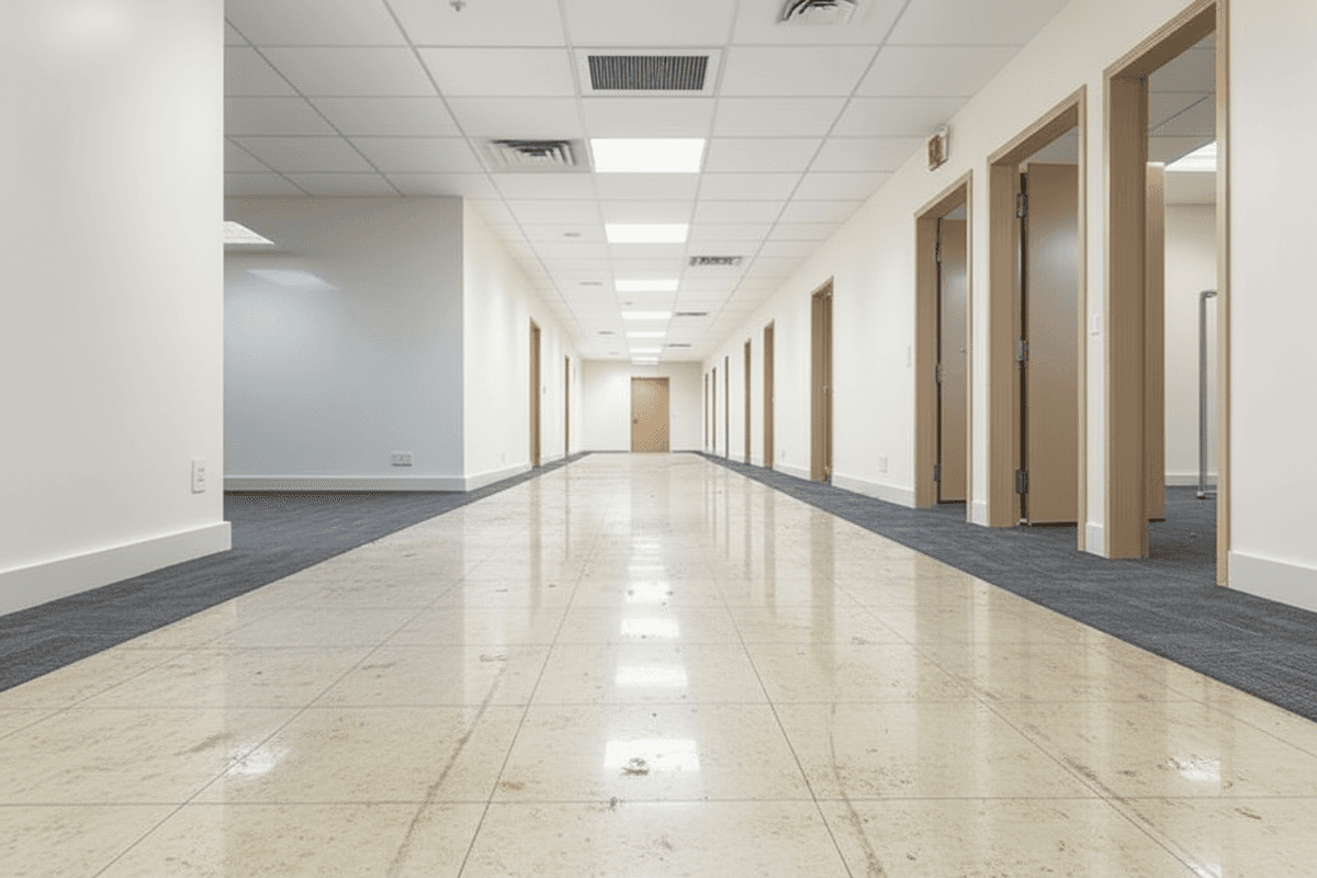 Before professional cleaning - Office Floor Restoration, Rockhampton CBD by Ozzie Commercial & Industrial Cleaners